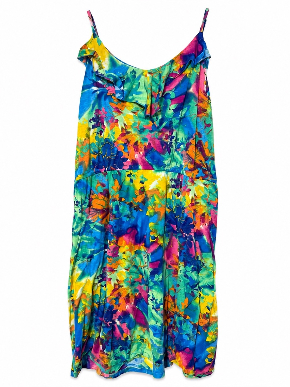 Bobbie Brooks Colorful Floral Maxi Dress Women’s plus size 3X Spaghetti Strap